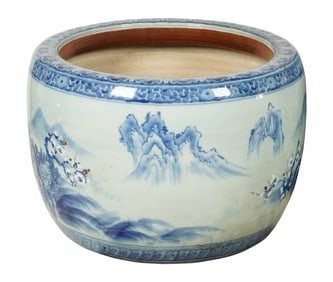A Chinese Blue and White Porcelain Fish Bowl Planter