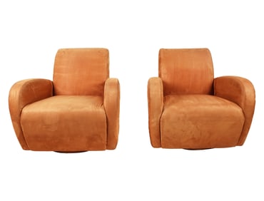 A Pair of Art Deco-Style Swivel Armchairs