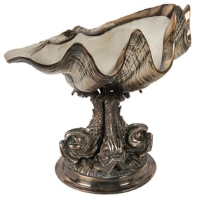 An Italian Silver Mounted Shell Center Bowl