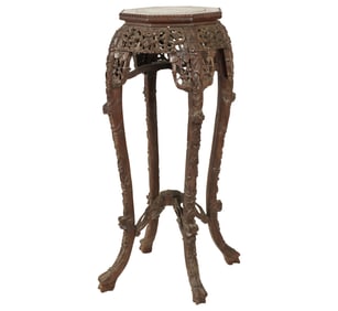 A Chinese Carved Hardwood Stand