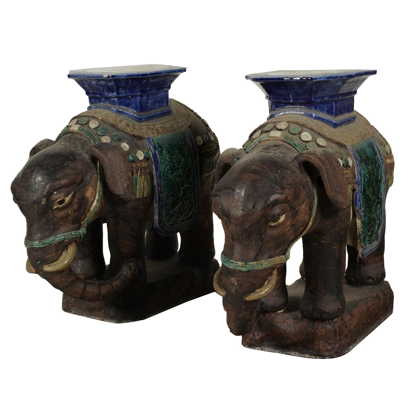 A Pair of Chinese Glazed Earthenware Elephant-Form Garden Seats (1 of 11)