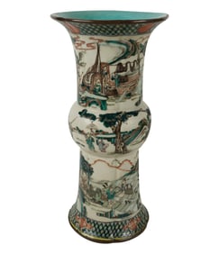 A Chinese Famille Verte Beaker Vase