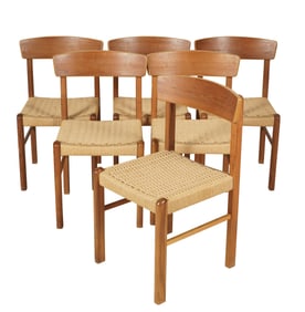 Six Scandinavian Modern-Style Dining Side Chairs