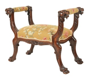 A Carved Walnut Window Seat