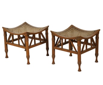 A Pair of Thebes-Style Stools in the Manner of Liberty of London