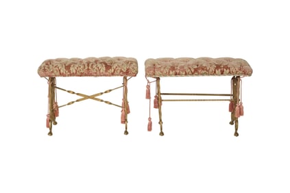 A Pair of Baroque-Style Gilt Benches