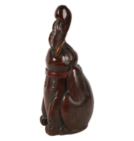 A Japanese Carved Wood Figure of an Elephant