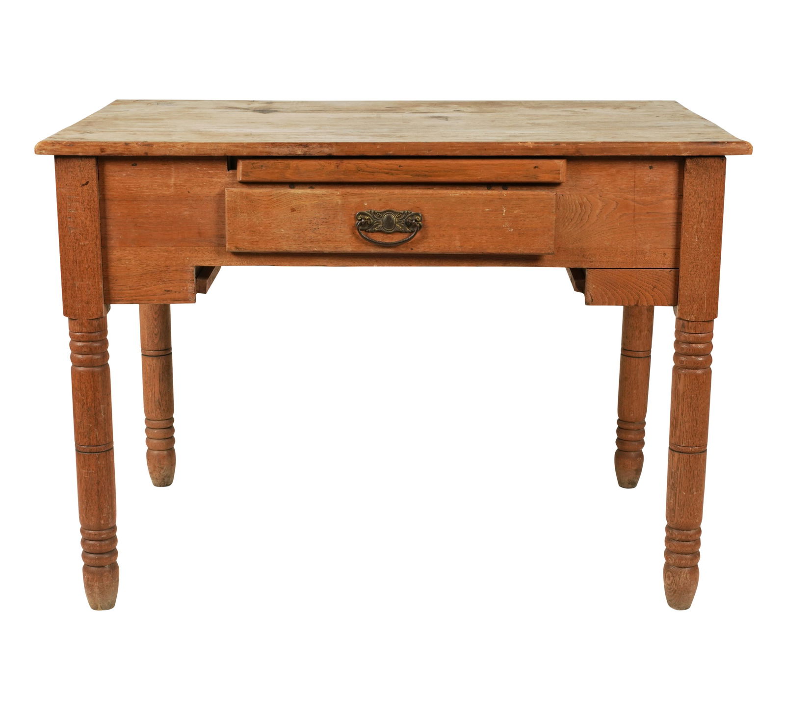 A Pine Work Table: 19th century30 x 42 x 26 in. (76.2 x 106.7 x 66 cm.)Notes: This item does not qualify for in-house shipping. Please see our preferred shippers' list for quotes or arrange for local pickup. https://www
