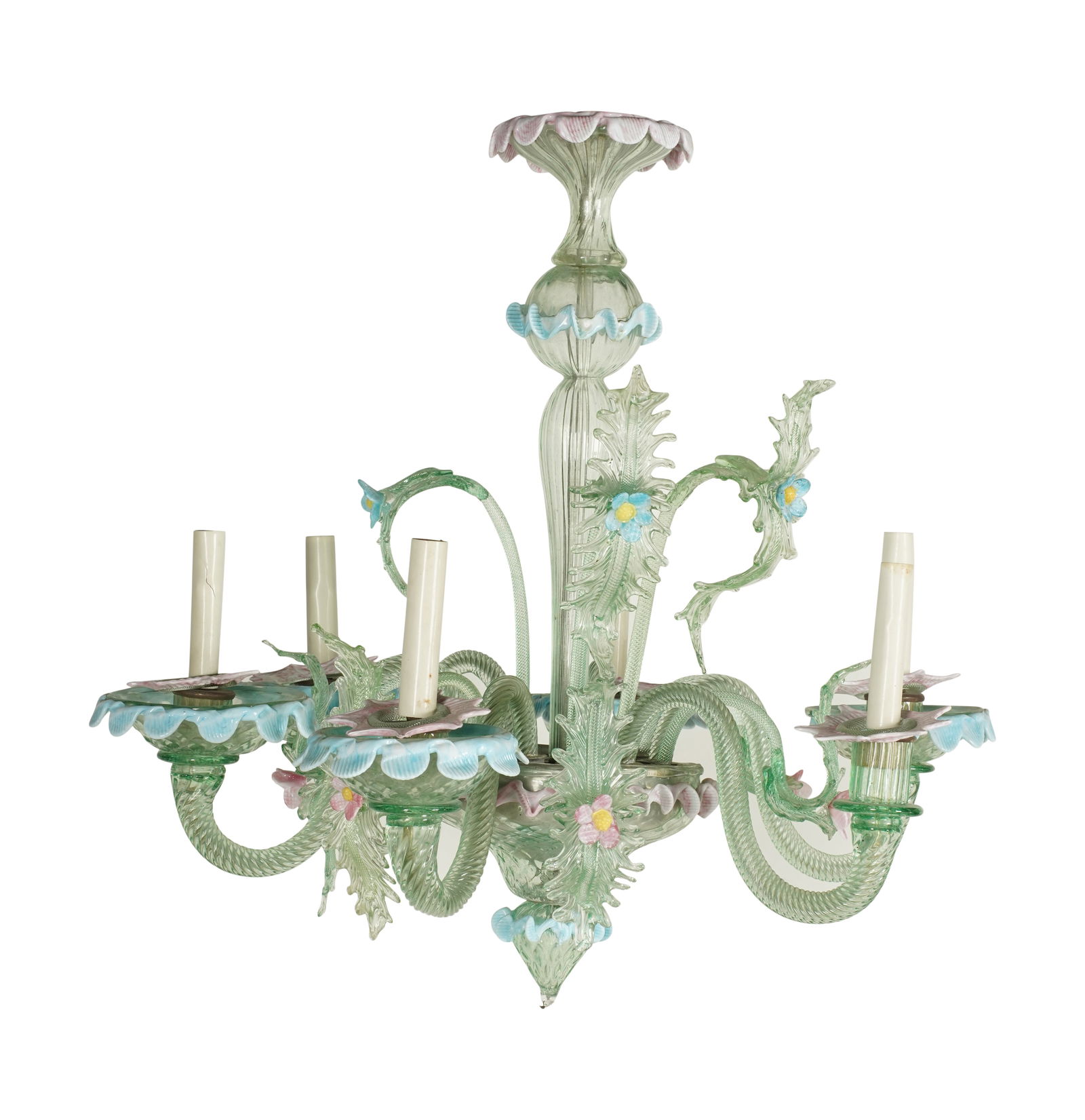 A Murano Glass Chandelier: mid 20th century21 x 21 in. (53.3 x 53.3 cm.)Notes: This item does not qualify for in-house shipping. Please see our preferred shippers' list for quotes or arrange for local pickup. https://www.abell.