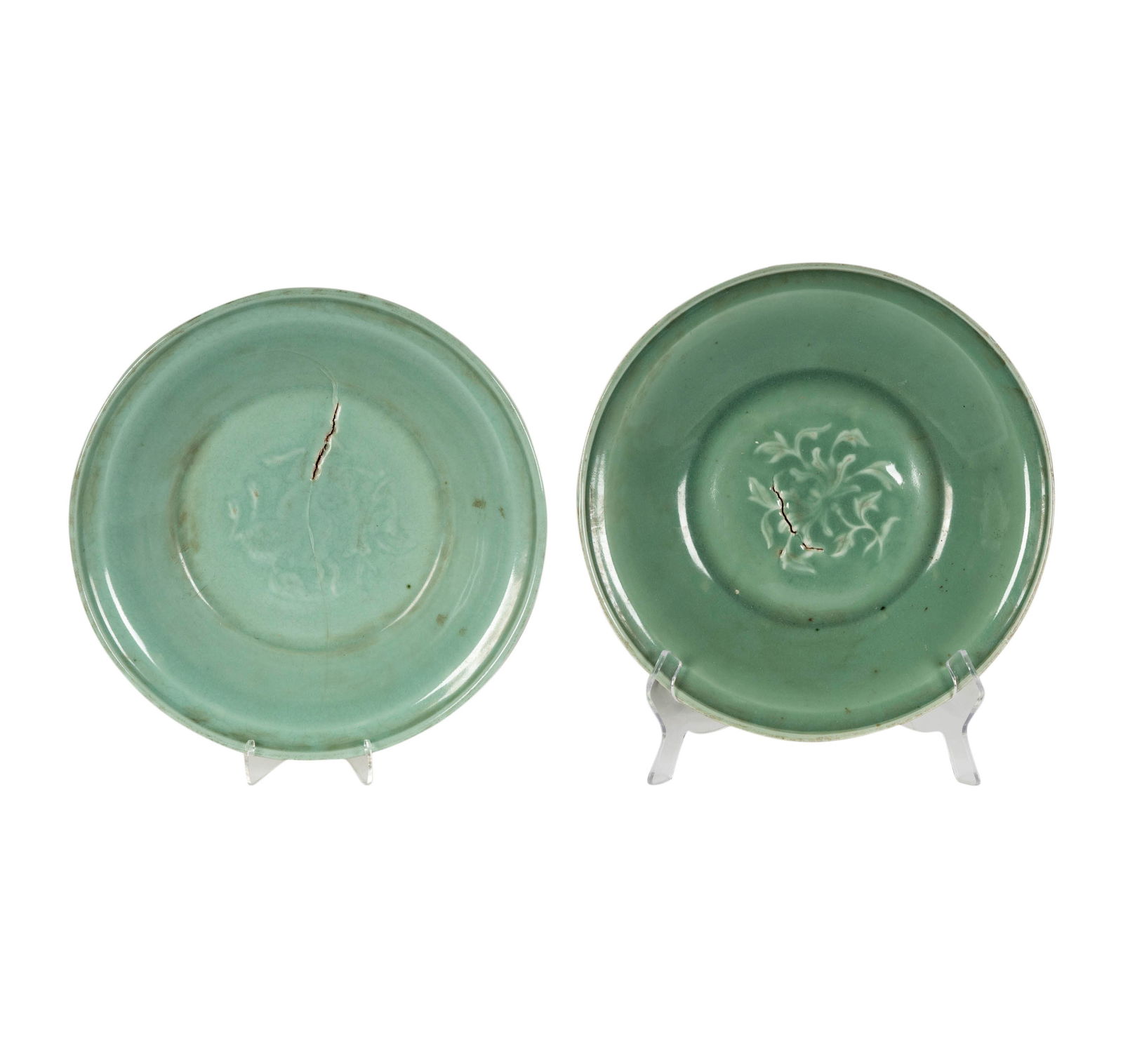 A Pair of Antique Chinese Celadon-Glazed Chargers (1 of 13)