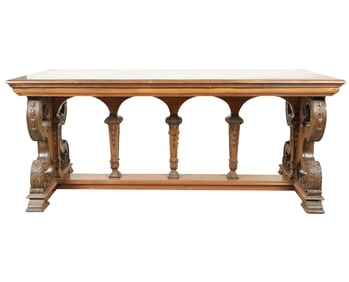A Renaissance Revival-Style Carved Walnut Library Table