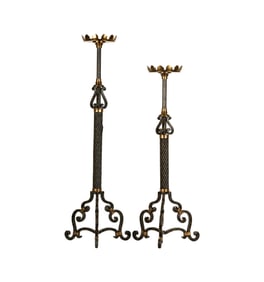A Pair of Baroque-Style Floor Pricket Sticks