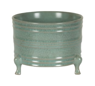 A Chinese Celadon-Glazed Tripod Censer