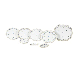 Eight Herend Blue Garland Porcelain Trays