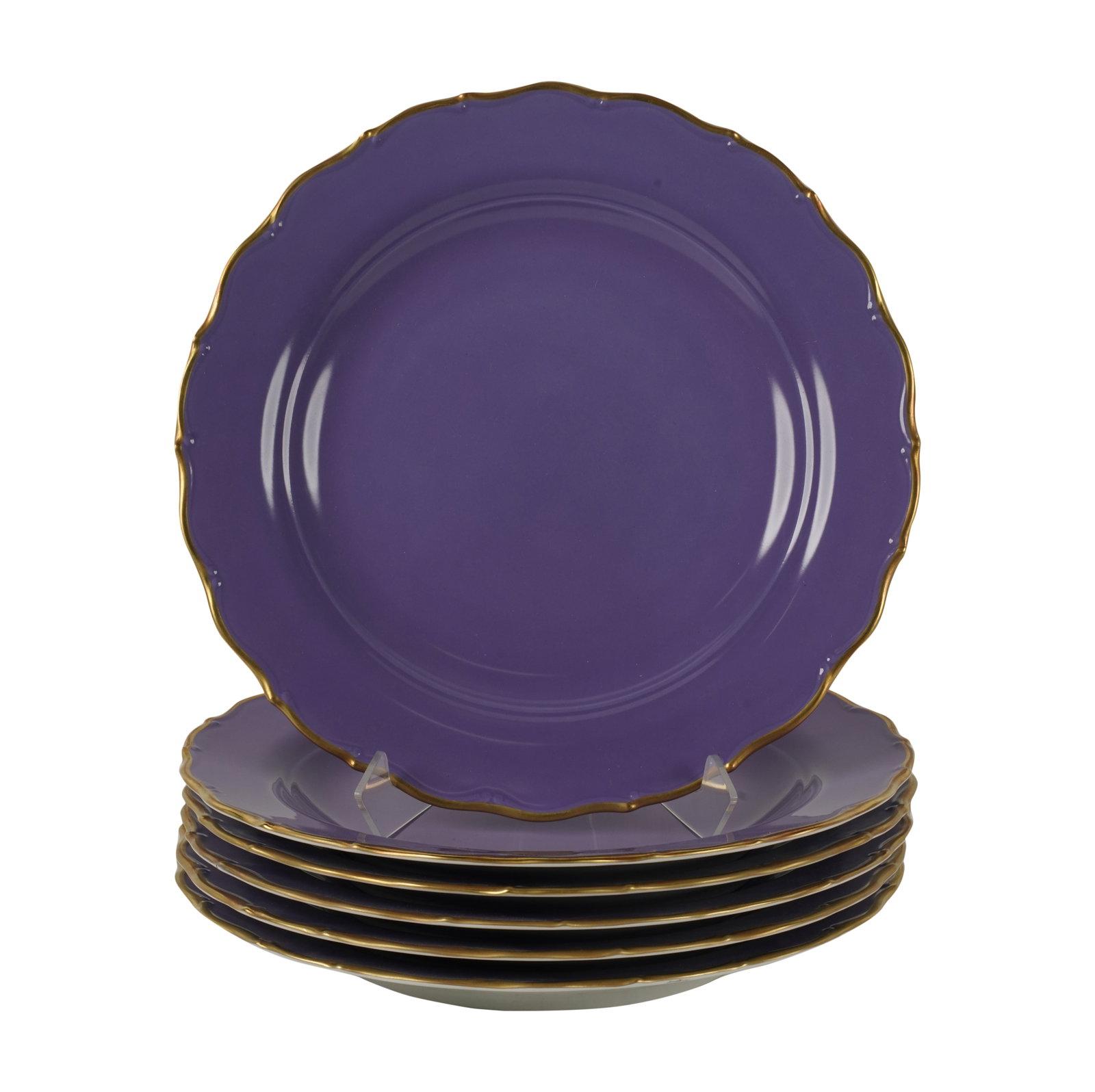 A Set of Six Anna Weatherley Designs Purple Porcelain Chargers: each marked12 1/2 in. (31.8 cm.) dia