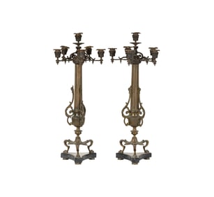 A Pair of Empire-Style Six-Light Candelabra