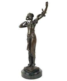 A Bronze Figure of a Female Snake Charmer