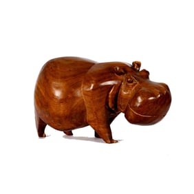 A Carved Wood Figure of a Hippo