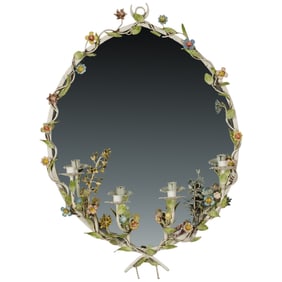 An Italian Painted Tole Girandole Mirror