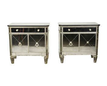 A Pair of Mirrored Bedside Cabinets