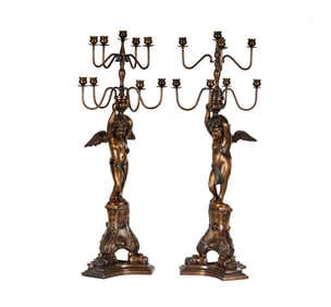 A Pair of Baroque-Style Figural Candelabra