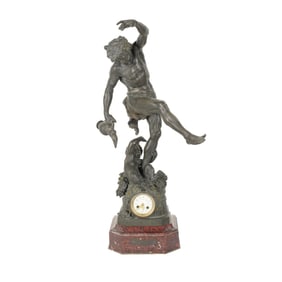 A French Patinated Metal Figural Clock after Holweck