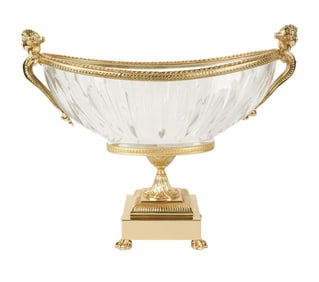 A Neoclassical-Style Crystal and Gilt Metal Center Bowl
