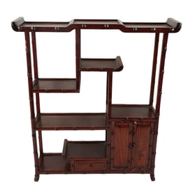 An Asian Carved Hardwood Display Shelf