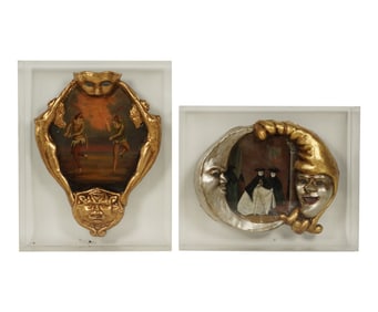 Two Venetian Mask Wall Art Panels