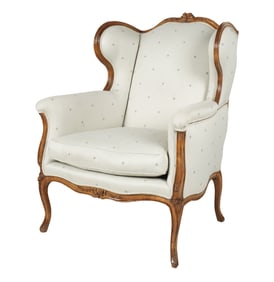 An Antique French Provincial-Style Bergere a l'Oreilles