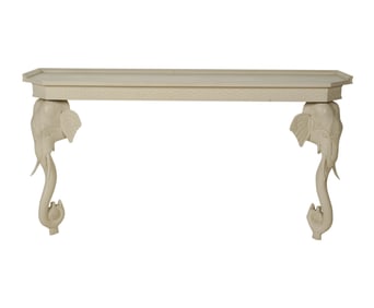 A White-Painted Wood Elephant Console Table
