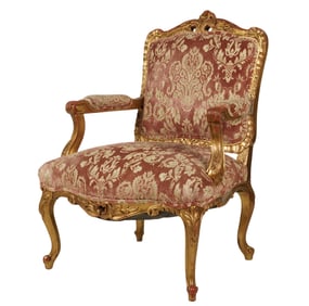 A Louis XV-Style Giltwood Fauteuil