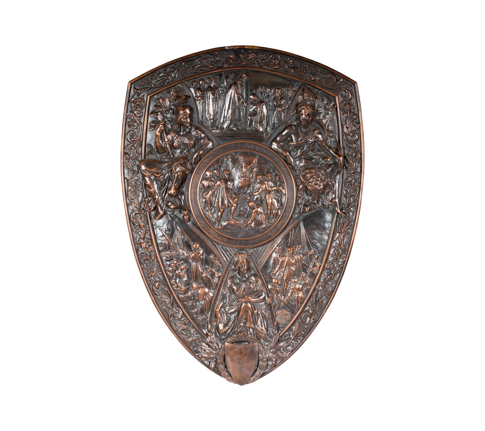 A Copper Relief Shield Depicting Christopher Columbus (1 of 6)