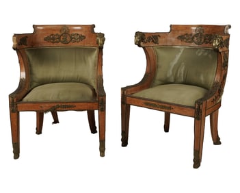 A Pair of Empire-Style Barrel-Back Chairs