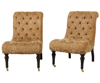 A Pair of Upholstered Slipper Chairs