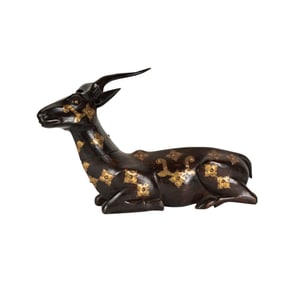 A Carved Wood Figure of an Antelope Antelope
