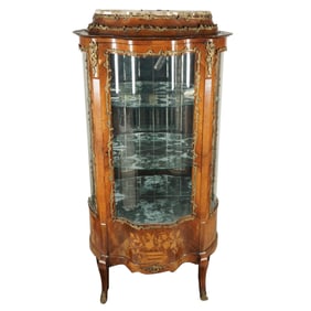 A Marquetry-Inlaid Vitrine Cabinet