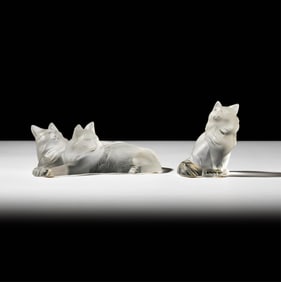 Two Lalique Glass Cat Figures
