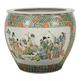 A Chinese Famille Verte Porcelain Fishbowl