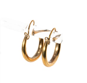9-KARAT YELLOW GOLD WIDE SMALL HOOP EARRINGS