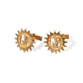 14-KARAT YELLOW GOLD AND DIAMOND "M" CUFFLINKS