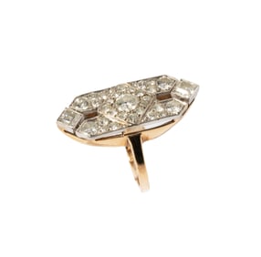 14-KARAT YELLOW AND WHITE GOLD NAVETTE RING
