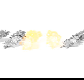 14-KARAT YELLOW GOLD DIAMOND STUD EARRINGS: featuring two round brilliant-cut diamonds equaling approximately 0.50 carats, I-J color and SI1 clarity, 1.2 grams; inscribed 14kt