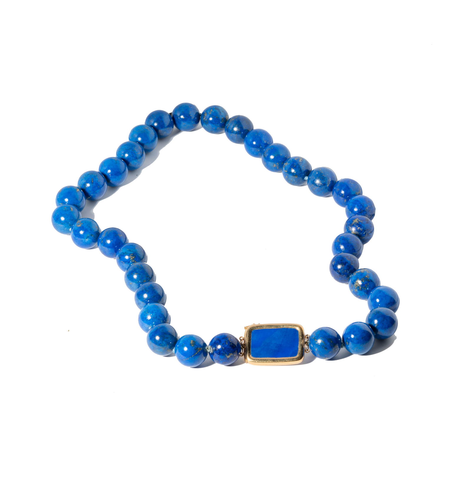 14-KARAT YELLOW GOLD LARGE LAPIS LAZULI BEAD NECKLACE (1 of 6)