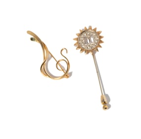 TWO 14-KARAT YELLOW GOLD BROOCHES