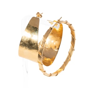 TWO SINGLE 14-KARAT YELLOW GOLD EARRINGS