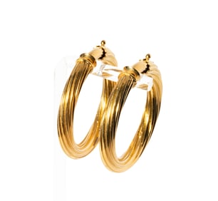 18-KARAT YELLOW GOLD TWIST HOOP EARRINGS