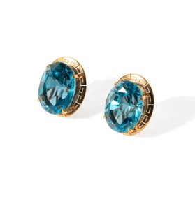14-KARAT YELLOW GOLD BLUE TOPAZ EARRINGS