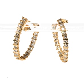 14-KARAT YELLOW GOLD DIAMOND INSIDE-OUT DIAMOND HOOP EARRINGS