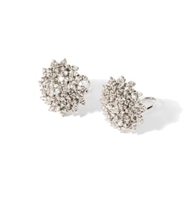 14-KARAT WHITE GOLD DIAMOND FLOWER EARRINGS